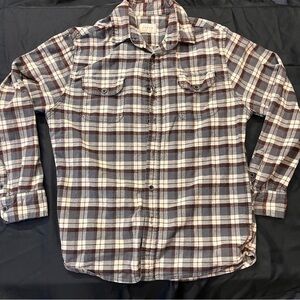 Jachs Men's Plaid Button Down Shirt - Brown and White